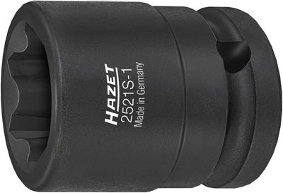 [⚠Déstockage] HAZET Douille à chocs ∙ avec profil spécial 2521S-1 ∙ Carré creux 1/2 pouce (12,5 mm) ∙ Profil à rainures ∙ Longueur : 40 mm