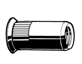 [69155.100.075] [⚠Déstockage] FABORY 69155.100.075 Écrou noyé ouvert, tête fraisée, fût cannelé Acier Electro zingué 10 OCSH 75 x250pces/boite