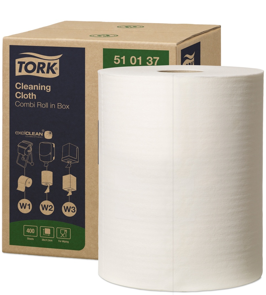 [510137] 510137 Tork Cleaning Rouleau Combi Chiffon de Nettoyage W1/W2/W3 (1 Unités / Colis) (72 Colis / Palette)