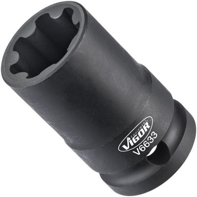 [V6633] [⚠Déstockage] VIGOR Douille ∙ V6633 ∙ Carré creux 1/2 pouce (12,5 mm) ∙ Profil à rainures ∙ Taille 22 mm