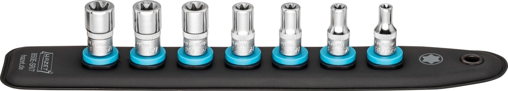 HAZET SmartRail avec 7 emplacements 850E-SR/7 ∙ Carré creux 1/4 pouce (6,3 mm) ∙ Profil TORX® extérieur ∙ 7 pièces ∙ E5 ∙ E6 ∙ E7 ∙ E8 ∙ E10 ∙ E11 ∙ E12