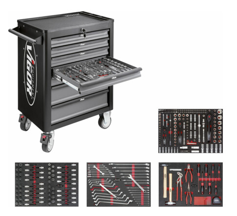 [V5055] VIGOR Servante d'atelier séries L ∙ avec assortiment ∙ V5055 ∙ 317 pièces ∙ Nombre d'outils : 317
