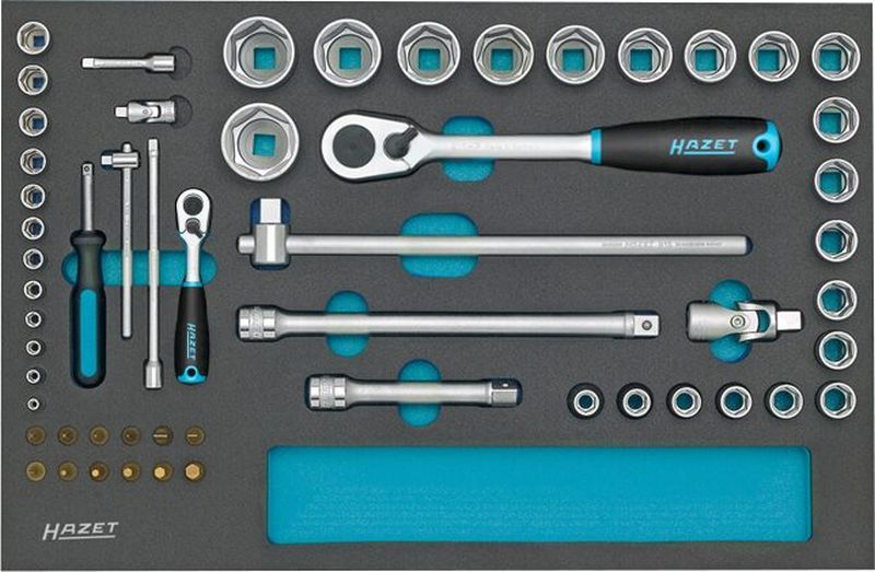 [163-57/56] HAZET Jeu de clés à douilles 163-57/56 ∙ Carré creux 1/2 pouce (12,5 mm), Carré creux 1/4 pouce (6,3 mm) ∙ Profil à 6 pans intérieurs, Profil à fente, Profil Phillips PH, Profil Pozidriv PZ, Profil Traction à 6 pans extérieurs ∙ 56 pièces ∙ 3 – 34 ∙ PH1 – PH2 ∙ PZ1 – PZ2