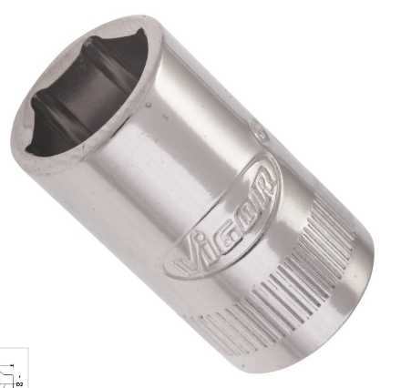 [V2422N] VIGOR Douille à 6 pans ∙ V2422N ∙ Carré creux 1/4 pouce (6,3 mm) ∙ Profil à 6 pans extérieurs ∙ Taille 10 mm