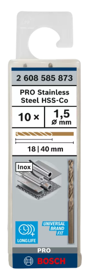 [2608585873] 10x Foret HSS-CO 1,5x18x40mm
