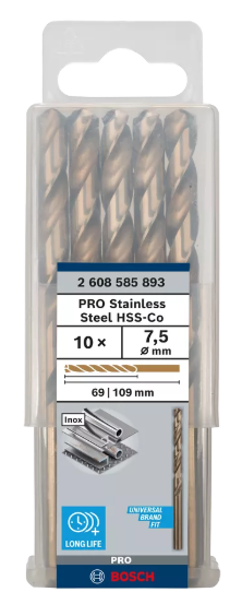 [2608585893] 10x Foret HSS-CO 7,5x69x109mm