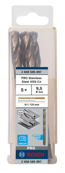 [2608585897] 5x Foret HSS-CO 9,5x81x125mm