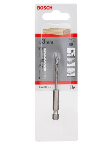 [2608595519] [⚠Déstockage] Mèche HSS à bois 6Pans 3x33x74