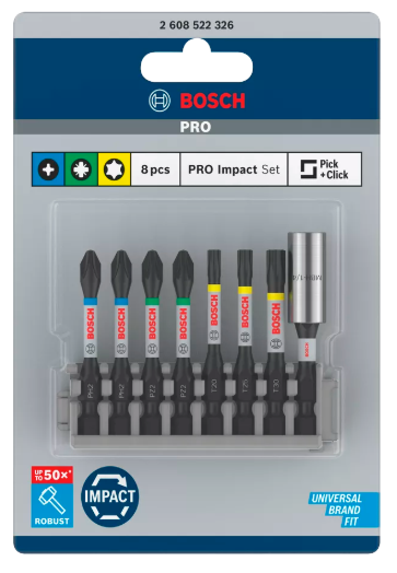 [2608522326] [⚠Déstockage] Embout de vissage Impact Control PH2 / PZ2 / T20 / T25 / T30 50 mm + porte embout 8x