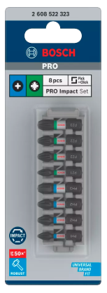 [2608522323] Embout de vissage Impact Control PH1 / PH2 / PH3 / PZ2 / PZ3 25 mm 8x