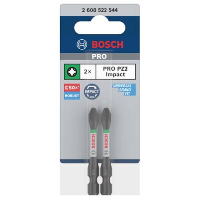 [2608522544] [⚠Déstockage] 2.608.522.544 (2 Embouts) de vissage Impact Control PZ2 50mm (lot de 2 pièces)