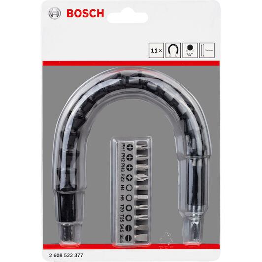 [2608522377] Set 11 pièces embout de vissage avec rallonge flexible en plastique 300 mm, PH1, PH2, PH3, PZ2, HEX4, HEX5, T20, T25, embout plat 0,6 x 4,5 ; 0,8 x 5,5
