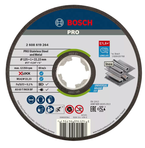 [2608619264] X-LOCK Disque à tronçonner Expert forInox & Metal 125x1x22.23mm, plat