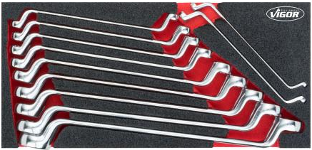 [V6722] VIGOR Jeu de clés polygonales doubles ∙ V6722 ∙ Profil à 12 pans extérieurs ∙ 11 pièces ∙ 6 x 7 – 25 x 28 ∙ Nombre d'outils : 11