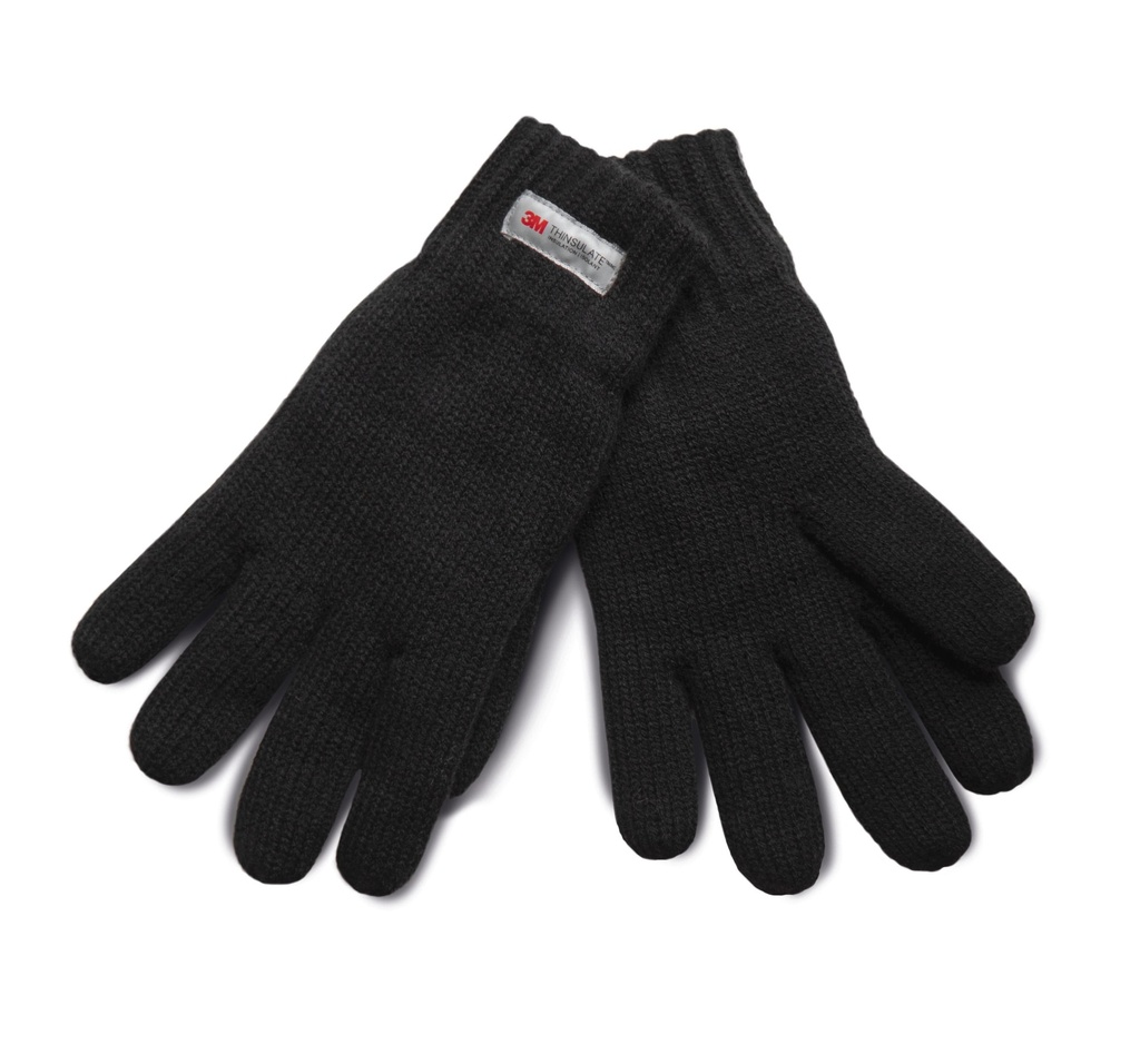 [KP426-Black-S/M] KP426 - Gants Thinsulate en maille tricot - Black (S/M)