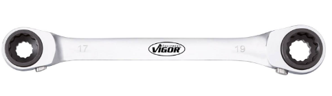 [V2705] VIGOR Clé polygonale double à cliquet ∙ V2705 ∙ Profil à 12 pans extérieurs ∙ Taille 10 x 13 · 17 x 19
