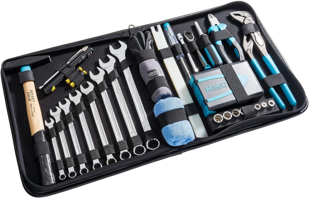 [1520/64] HAZET Pochette à outils en cuir ∙ avec assortiment 1520/64 ∙ Hexagone massif 1/4 pouce (6,3 mm), Carré creux 1/4 pouce (6,3 mm) ∙ Profil Traction à 12 pans extérieurs, Profil Traction à 6 pans extérieurs, Profil Phillips PH, Profil Pozidriv PZ, Profil à 6 pans intérieurs, Profil à fente, Profil TORX® intérieur, Profil TORX® « tamper résistant » ∙ 64 pièces ∙ 3 – 19 ∙ PH1 – PH3 ∙ PZ1 – PZ3 ∙ T10 – T40