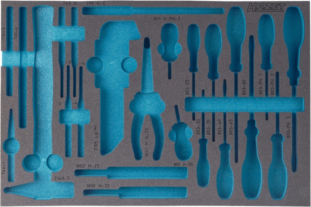 [163-120L] HAZET Garniture en mousse souple bimatière 163-120L ∙ L x l : 519 mm x 342 mm