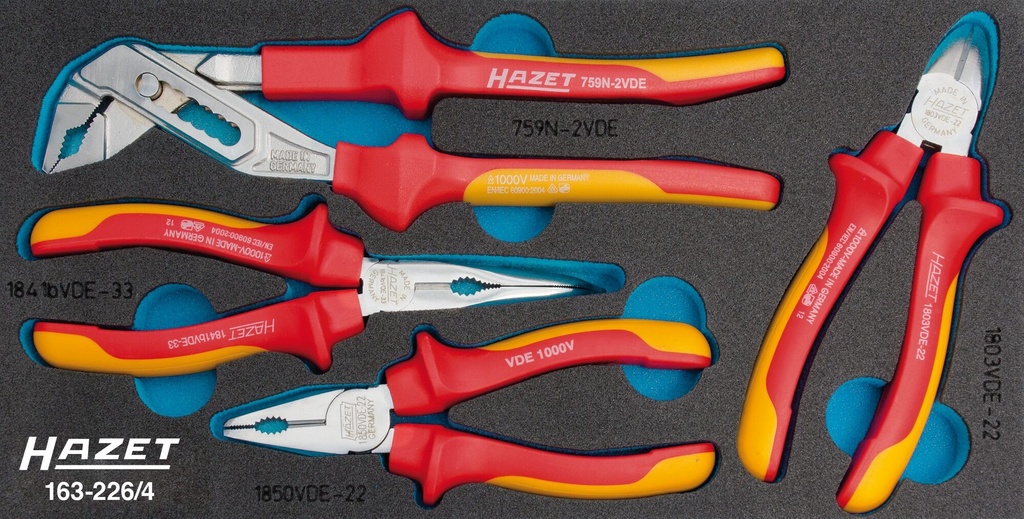 [163-226/4] HAZET Jeu de pinces ∙ avec isolation de protection 163-226/4 ∙ 4 pièces