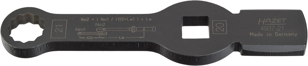 [4937-21] HAZET - Clé polygonale à frapper ∙ à 12 pans ∙ avec 2 surfaces de frappe ∙ taille 21 mm ∙ longueur : 215 mm