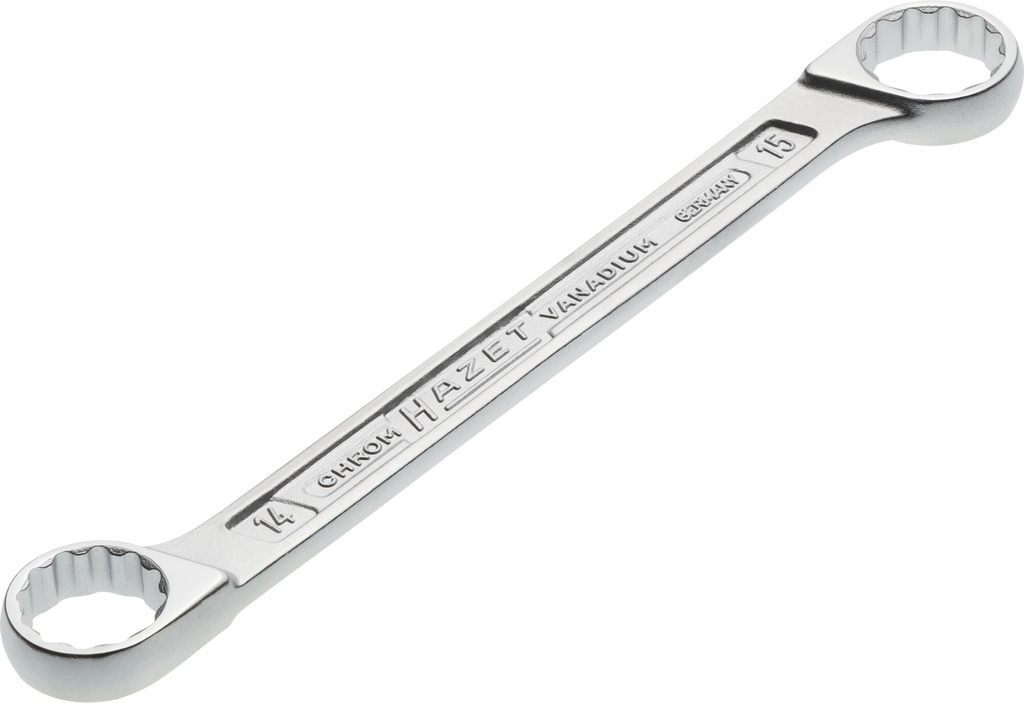 [610N-14X15] HAZET Clé polygonale double 610N-14X15 ∙ Profil Traction à 12 pans extérieurs ∙ Taille 14 x 15 mm