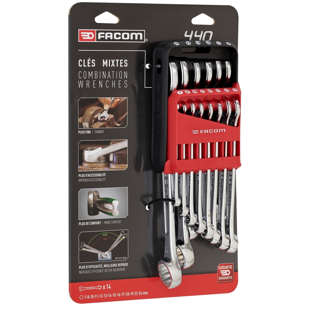 [440.JP14PB] FACOM 440.JP14PB JEU DE 14 CLES MIXTES STD ETUI