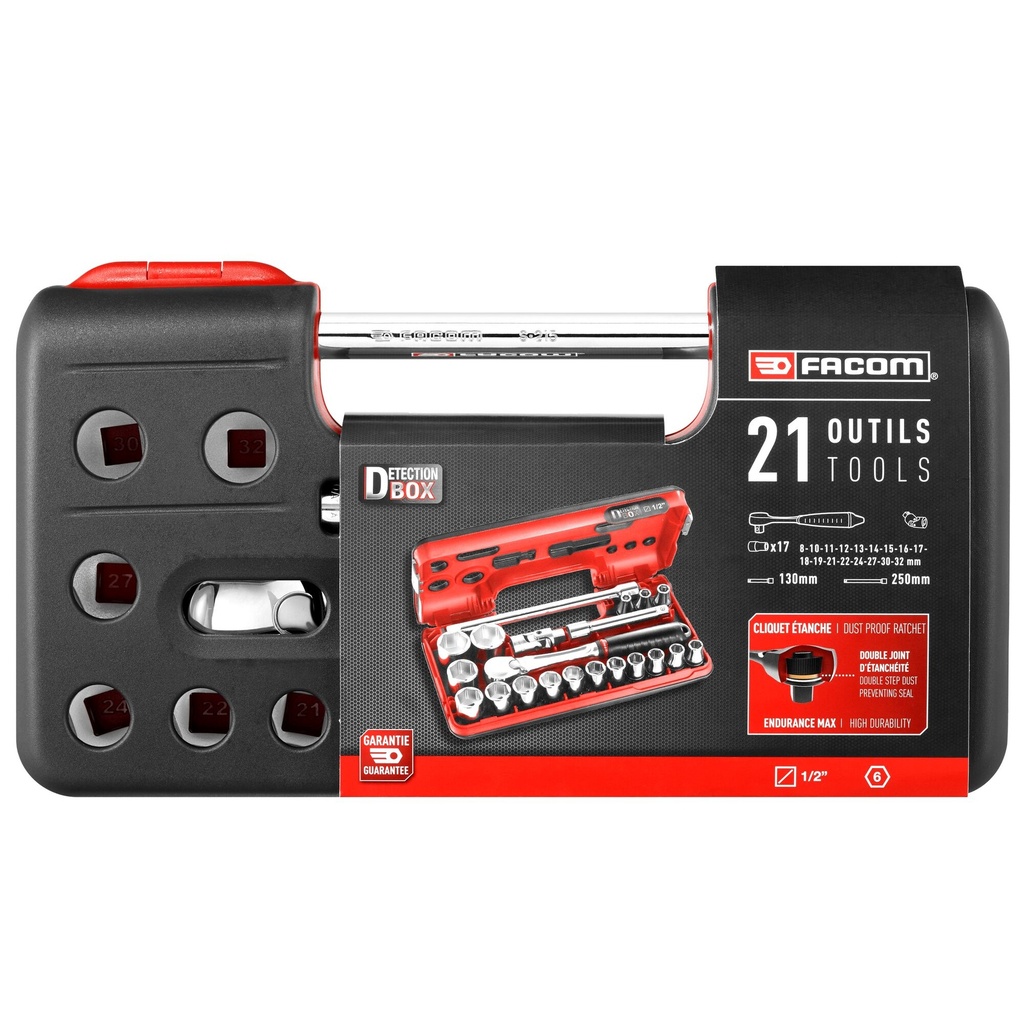 FACOM SL.DBOX1PB COFFRET DOUILLES 1/2' 6PT 21PC