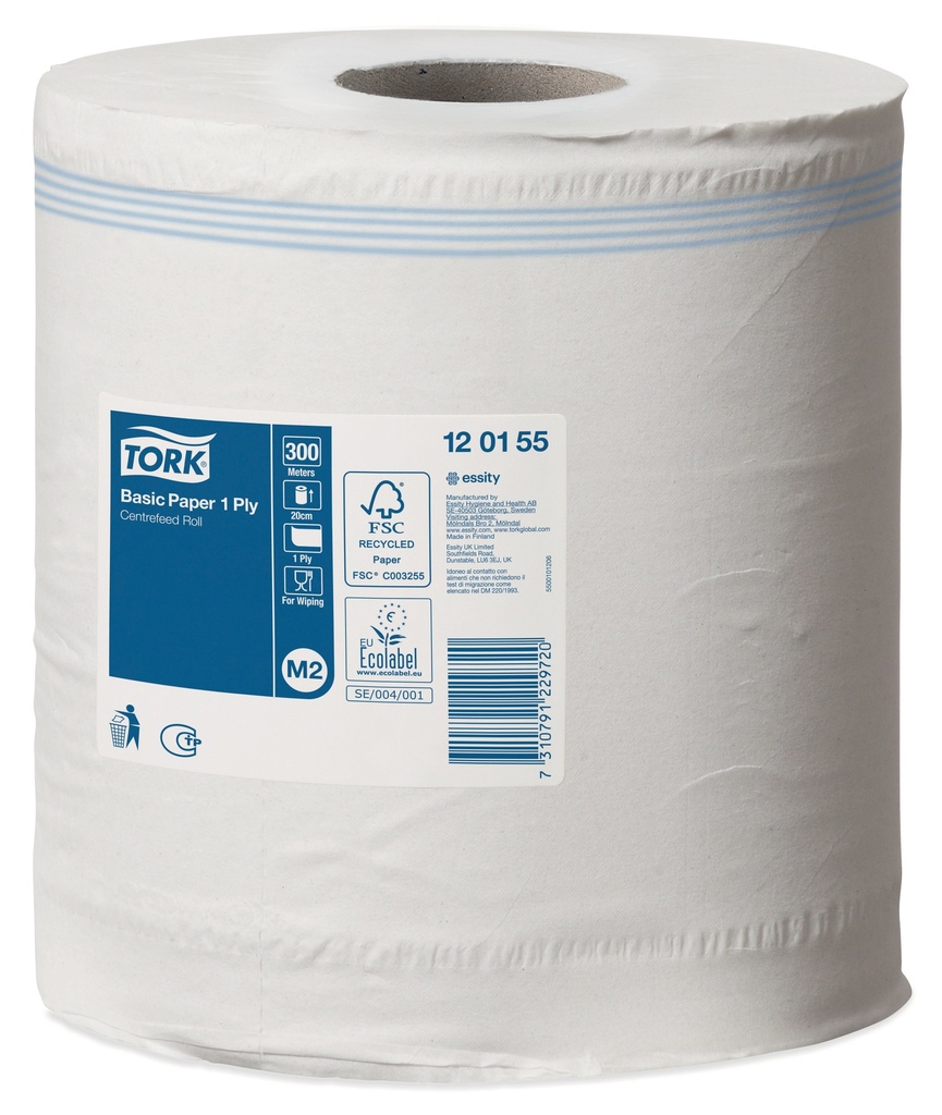 [120155] 120155 Tork Basic Rouleau a Dévidage Central Chiffon D'Essuyage 1 pli M2 (Rouleau)