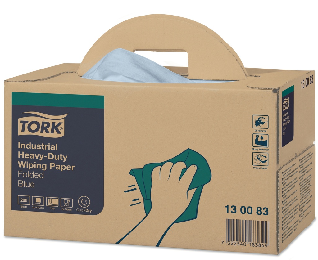 [130083] 130083 Tork Industrial Heavy-Duty Handy Box Chiffon D'Essuyage 3 Pli Blue W7 (1 Unités / Colis) (70 Colis / Palette)