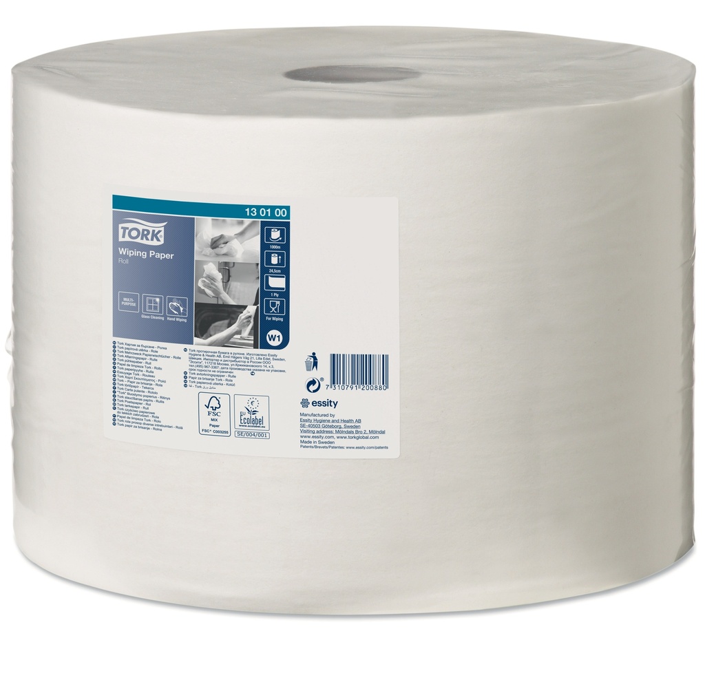 [130100] 130100 Tork Wiping Rouleau Chiffon D'Essuyage 1 pli W1 (1 Unités / Colis) (42 Colis / Palette)