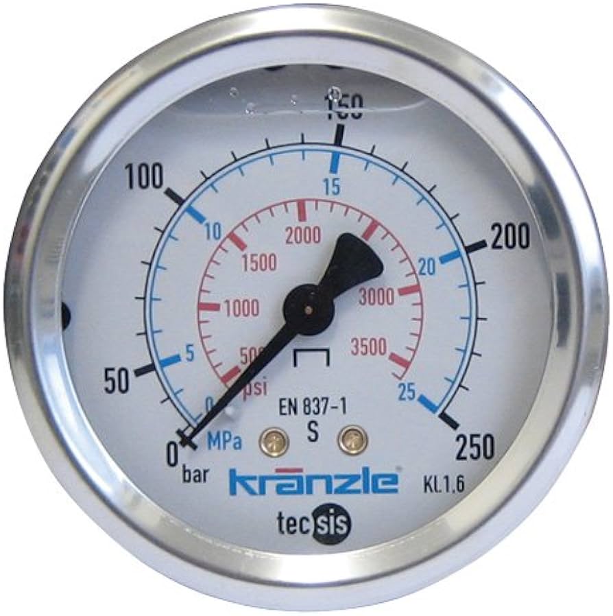 [15039KRANZLE] 15039 Manomètre 0-250 bar Connexion 1/4  AG à l'arrière,  63 mm KRAENZLE (PIECE)