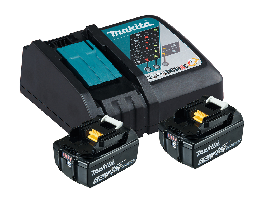 [197570-9] MAKITA 197570-9 - Pack Énergie 18 V Li-Ion 5Ah (2 batteries + 1 chargeur simple) en carton (JEU)