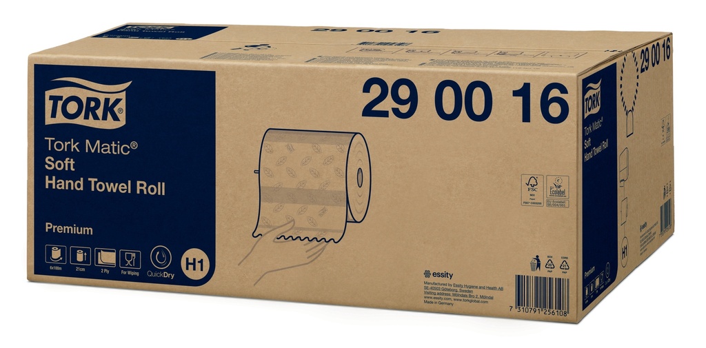 [290016] 290016 Tork Matic® Essuie-mains Rouleau Doux 2 plis Blanc H1 Premium (6 Unités / Colis) (28 Colis / Palette)