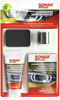 [405941SONAX] SONAX 04059410 Kit de restauration de phares 28 pcs