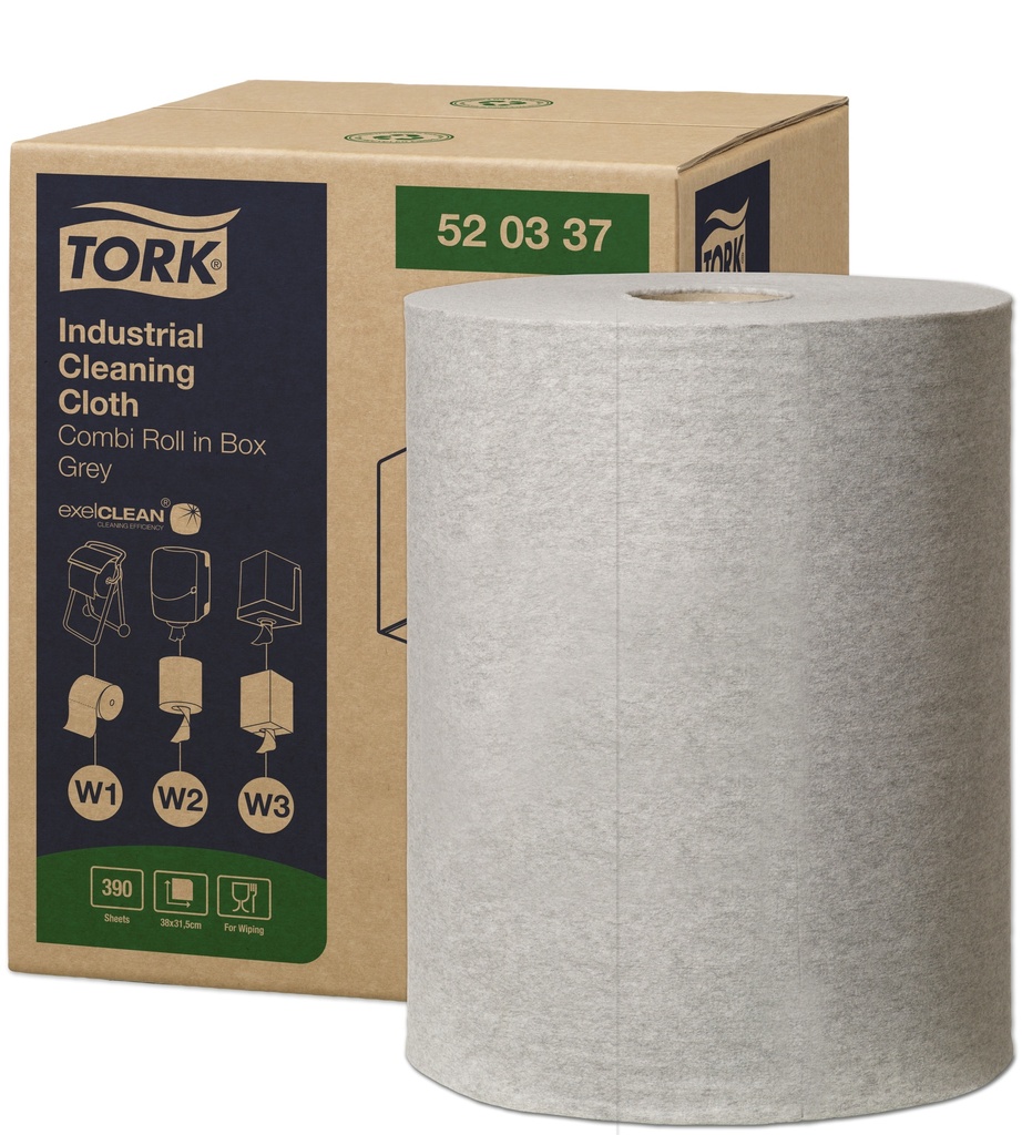[520337TORK] 520337 Tork Industrial Chiffon de Nettoyage Gris W1/W2/W3 (1 Unités / Colis) (72 Colis / Palette)