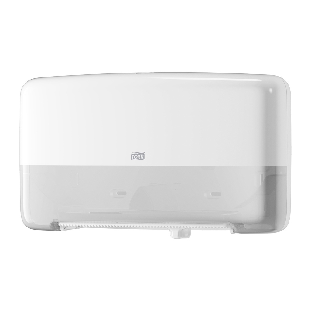 [555500] [⚠Déstockage] 555500 Tork Distributeur Twin pour Papier Toilette Mini Jumbo, Plastique Blanc T2 (1 PCS) (84 PCS / Palette)