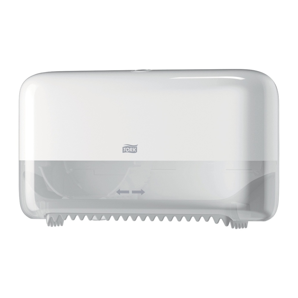 [558040] [⚠Déstockage] 558040 Tork Distributeur Twin pour Papier Toilette Rouleau Mid-size sans Mandrin, Plastique Blanc T7 (1 PCS) (140 PCS / Palette)