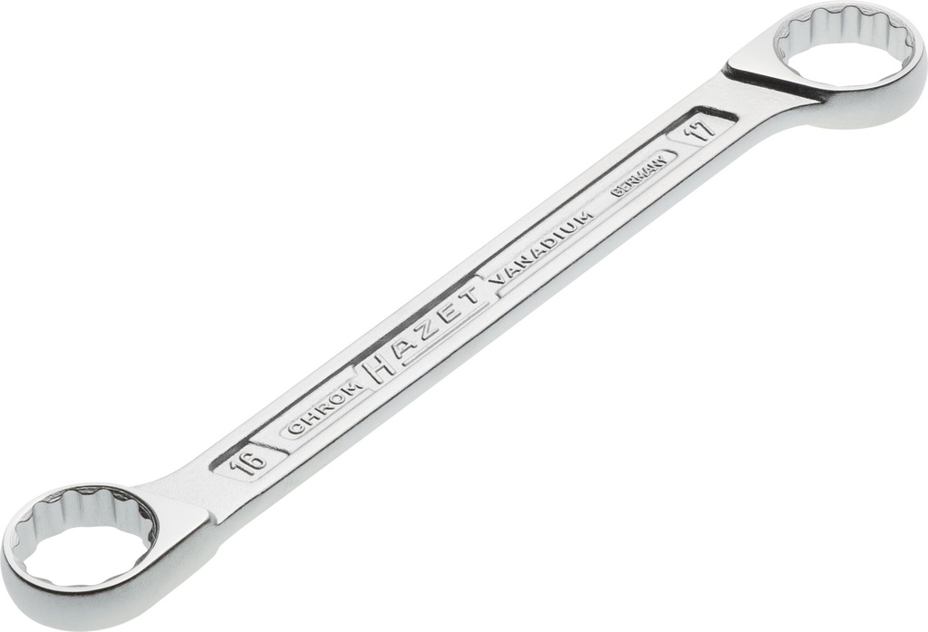 [610N-16X17] HAZET Clé polygonale double 610N-16X17 ∙ Profil Traction à 12 pans extérieurs ∙ Taille 16 x 17 mm
