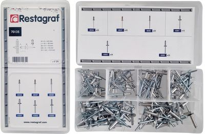 MINI-COFFRET D'ASSORTIMENT DE RIVETS ALUMINIUM Ø 4 → 4,8 mm 135pc