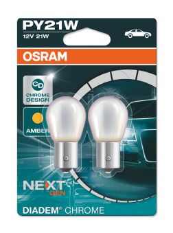 [7507DC02BOSRAM] [⚠Déstockage] AMPOULES PY21W 12V 21W BAU15S OSRAM BLISTER DE 2 PIECES CHROME (JEU)