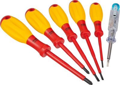 [810/6VDE] [⚠Déstockage] HAZET Jeu de tournevis ∙ avec isolation de protection 810/6VDE ∙ Profil à fente, Profil Phillips PH ∙ 6 pièces ∙ 0,4 x 2,5 – 0,8 x 4 ∙ PH1 – PH2