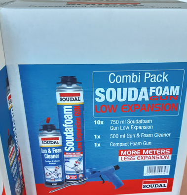 [COMBIBOX] COMBIBOX SOUDAL 10X 750ML GUNFOAM LOW EXPANSION 1X 500ML GUN ET FOAM CLEANER 1X COMPACT FOAM GUN (BOITE) (56 BOITES/PALETTE