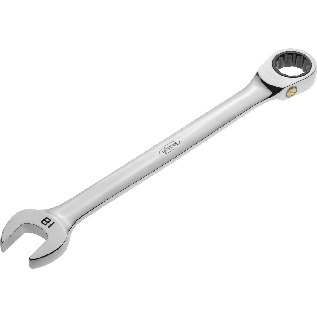 [V1029] VIGOR Clé mixte à cliquet ∙ longue ∙ V1029 ∙ Profil à 6 pans extérieurs, Profil à 12 pans extérieurs ∙ Taille 18 mm