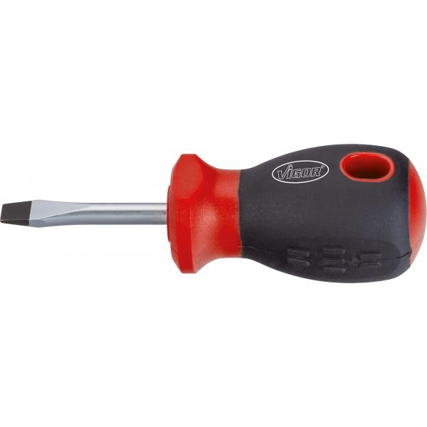 [V1208] VIGOR Tournevis pour vis à fente ∙ court ∙ V1208 ∙ Profil à fente ∙ Taille 1 x 5,5 mm
