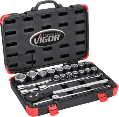 [V2318N] VIGOR Jeu de clés à douilles ∙ V2318N ∙ Carré creux 3/4 pouce (20 mm)