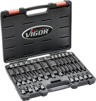 [V6019] VIGOR - Jeu de douilles mâles à 6 pans intérieurs ∙ taille 5 – 19 mm ∙ 30 pièces