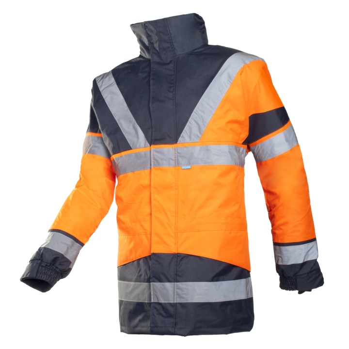 [209A-279-XS] 209A-062 Parka étanche haute visibilité à gilet détachable  Orange Fluo/Marine Skollfield SIOEN (XS)