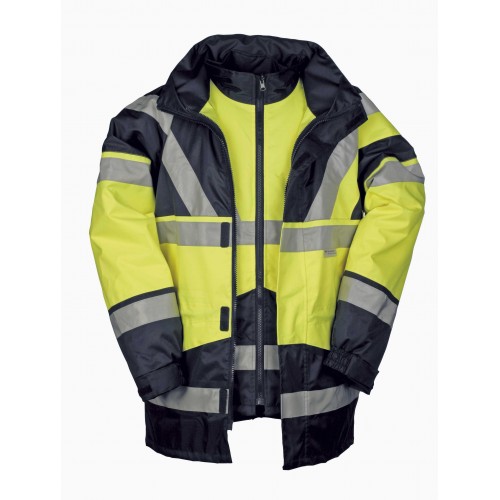 [209A-065-XS] Parka étanche haute visibilité à gilet détachable  Jaune Fluo/Marine Skollfield SIOEN (XS)