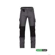 [201038-6479-210-STANDARD-36] 201038 DASSY® Impax Pantalon de travail stretch avec poches genoux STANDARD GRIS ANTHRACITE/NOIR +/- 210 g/m² (36)