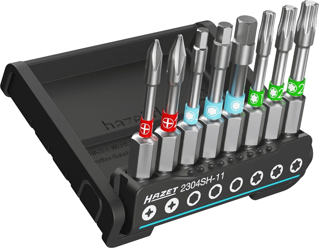 [2304SH-11] HAZET - SmartHolder avec 8 embouts-tournevis (bits) ∙ longs ∙ 8 pièces